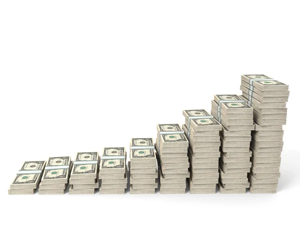 Money stacks graph. One dollar. — Stock Photo, Image