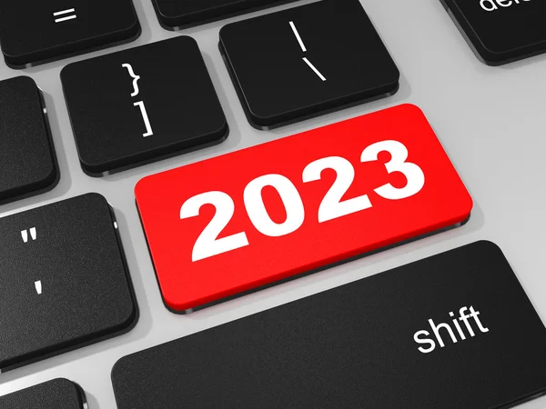 2023 ключ нового года на клавиатуре . — стоковое фото