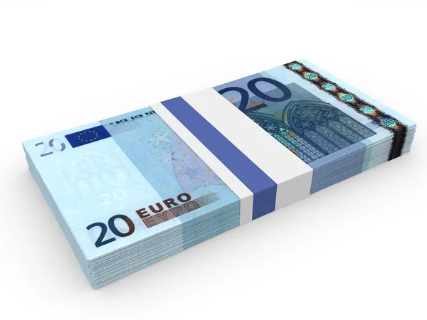 Pack van bankbiljetten. Twintig euro. — Stockfoto