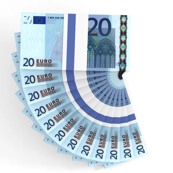 Montes de dinheiro. Vinte euros . — Fotografia de Stock
