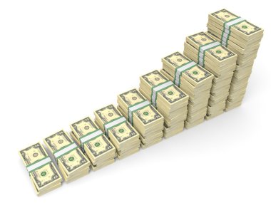 Para yığınları grafiği. İki dolar.