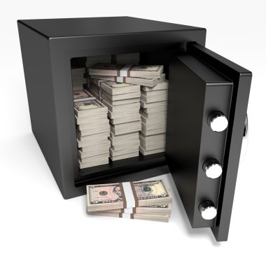 Banka notları ile güvenli açıldı. Beş dolar.