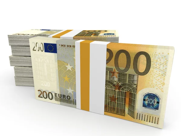 Stosy pieniędzy. Dwustu euro. — Zdjęcie stockowe