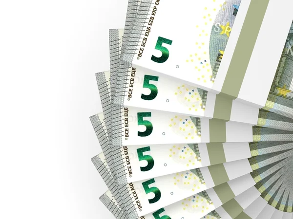 Stacks of money. Five euros. — Stock Photo, Image