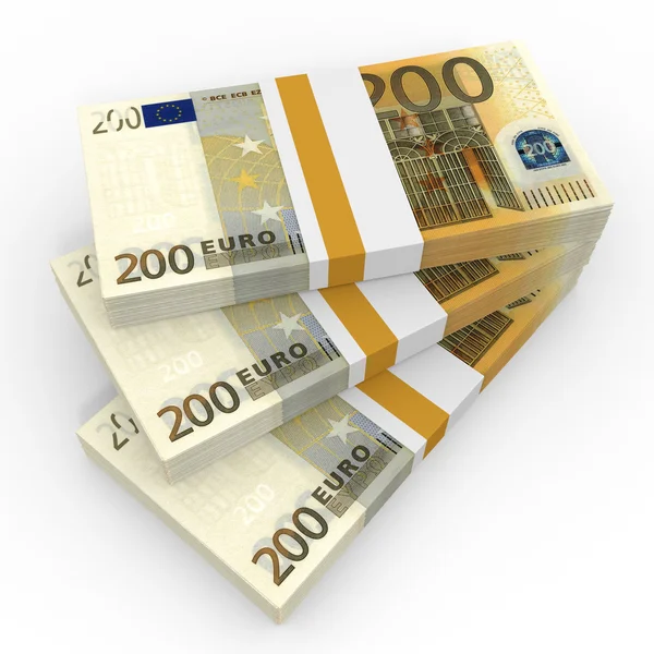 Stapels van geld. Twee honderd euro. — Stockfoto