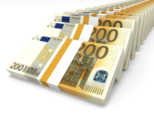 Stacks of money. Two hundred euros. — Stock Photo, Image