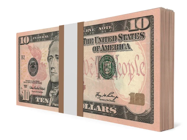 Balíček bankovek. Deset dolarů. — Stock fotografie