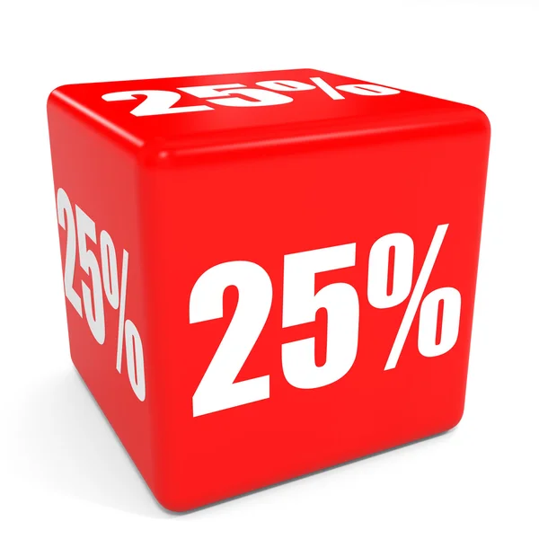 Cubo de venta rojo 3D. 25 por ciento de descuento . — Foto de Stock