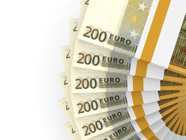 Stacks of money. Two hundred euros. — Stock Photo, Image