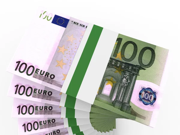 Stapels van geld. Honderd euro. — Stockfoto
