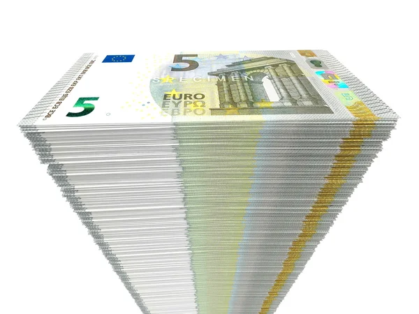 Montón de billetes. Cinco euros . — Foto de Stock