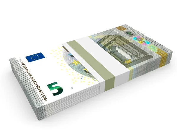 Paczkę banknotów. Pięć euro. — Zdjęcie stockowe