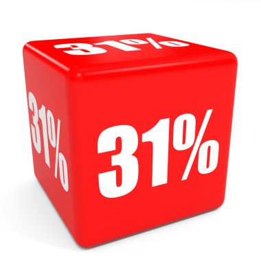 3D kırmızı satış küp. yüzde 31 indirim.