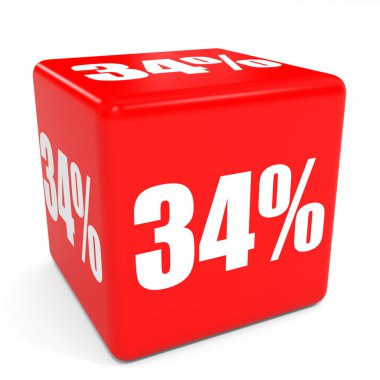 3D kırmızı satış küp. yüzde 34 indirim.