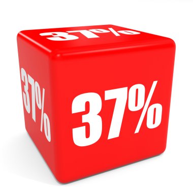 3D kırmızı satış küp. yüzde 37 indirim.