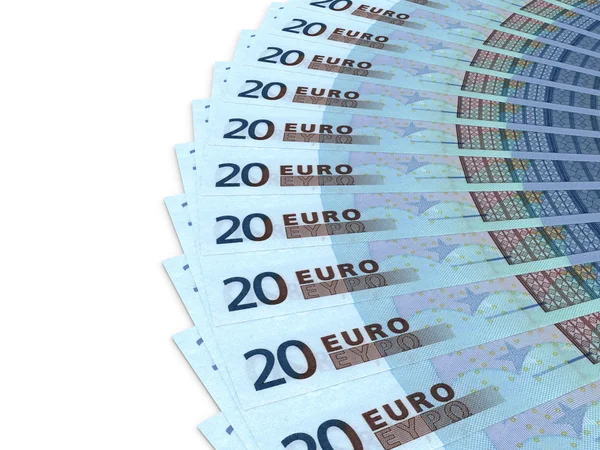 Money fan. Twenty euros. — Stock Photo, Image