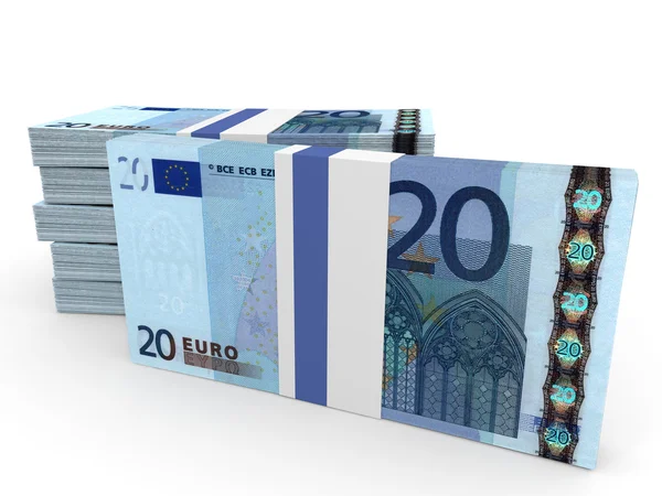 Stapels van geld. Twintig euro. — Stockfoto