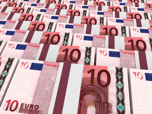 Stacks of money. Ten euros. — Stock Photo, Image
