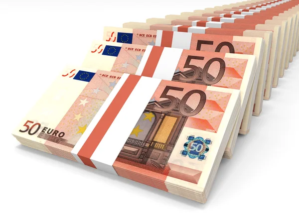 Stacks of money. Fifty euros. — Stock Photo, Image