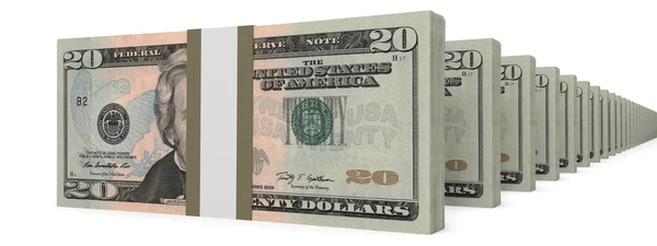 Stacks of money. Twenty dollars. — Stock Photo, Image