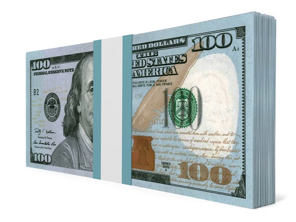 Balíček bankovek. Nové sto dolarů. — Stock fotografie