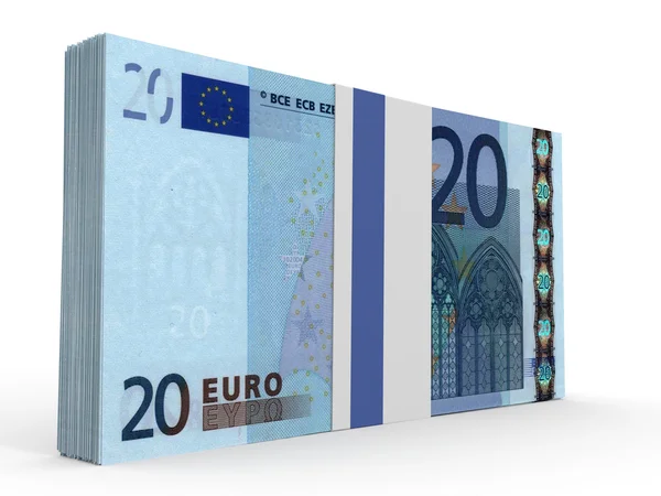 Pack van bankbiljetten. Twintig euro. — Stockfoto