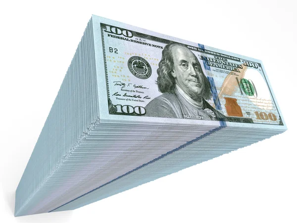 Stapel bankbiljetten. Nieuwe honderd dollars. — Stockfoto