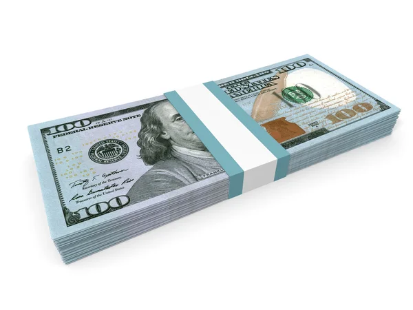 Pacote de novas notas bancárias de cem dólares . Fotografias De Stock Royalty-Free