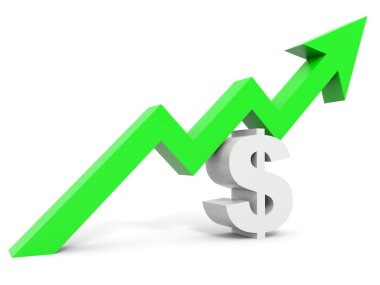 Dolar işareti ok yukarı grafik.