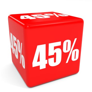 3D kırmızı satış küp. yüzde 45 indirim.