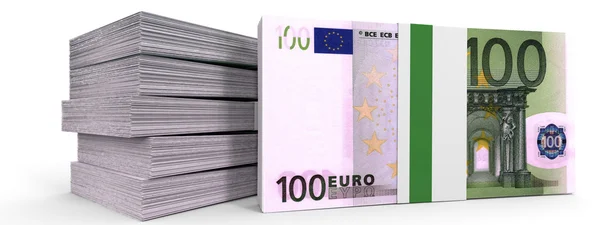 Des tas d'argent. Cent euros . — Photo