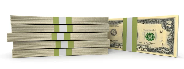 Travar av pengar. Två dollar. — Stockfoto