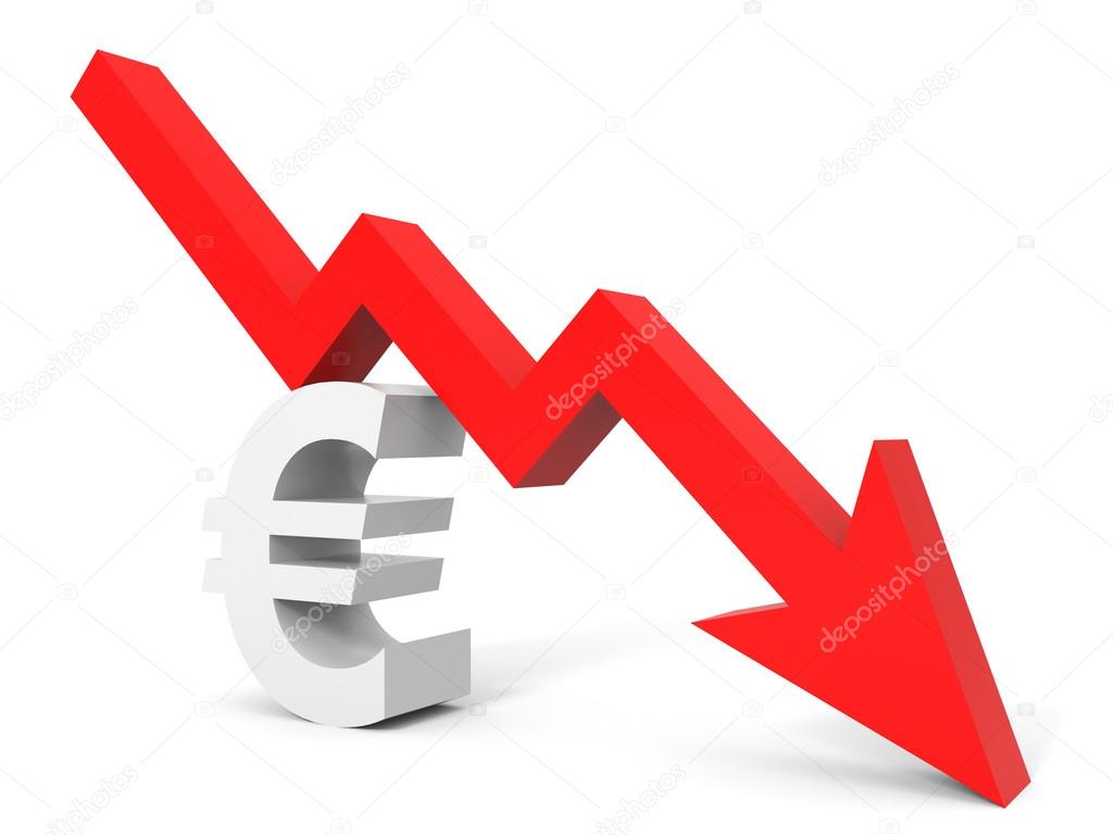 Graph down euro sign arrow. Stock Photo by ©iCreative3D 69341631