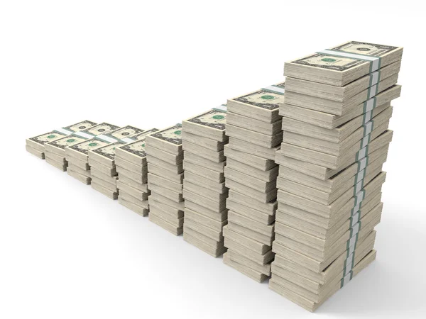 Money stacks graph. One dollar. — Stock Photo, Image