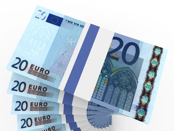 Stacks of money. Twenty euros. — Stock Photo, Image