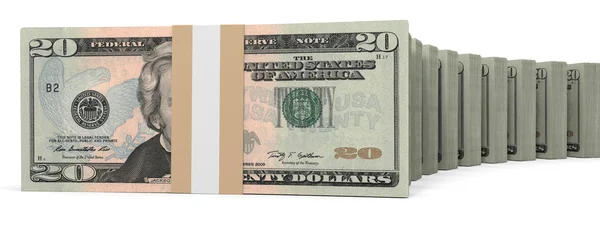 Stacks of money. Twenty dollars. — Stock Photo, Image