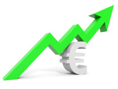 Yukarı Euro işareti ok grafiği.