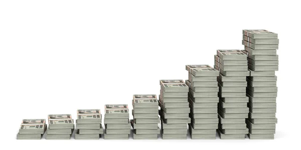 Money stacks graph. Twenty dollars. — Stock Photo, Image