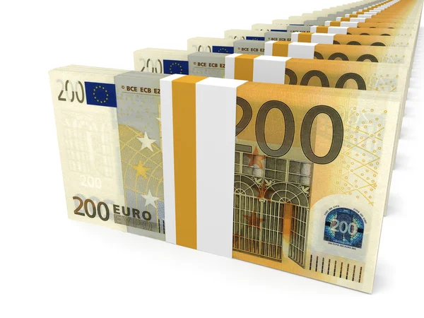 Pénz halom. Kétszáz euró. — Stock Fotó