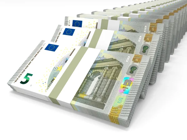 Pénz halom. Öt eurót. — Stock Fotó