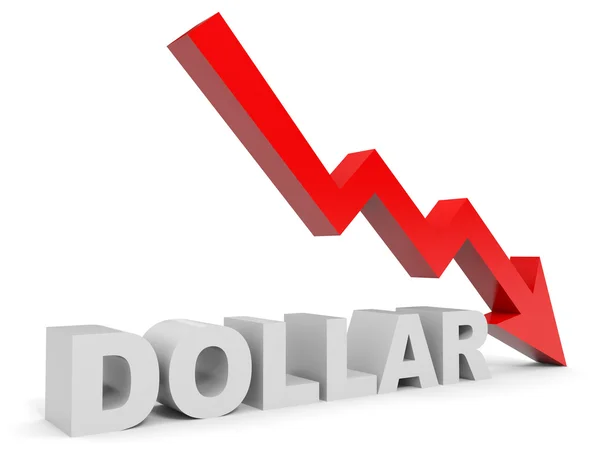 Graph down dollar arrow. — Stock Photo, Image