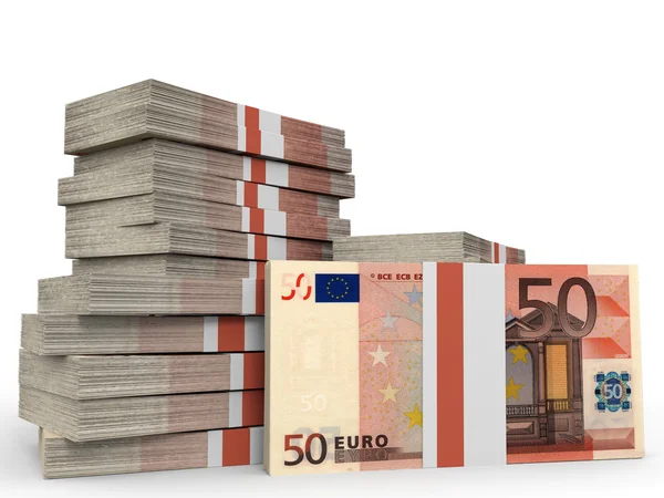 Montes de dinheiro. 50 euros . — Fotografia de Stock