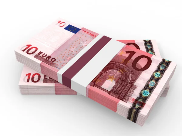 Stapels van geld. Tien euro. — Stockfoto