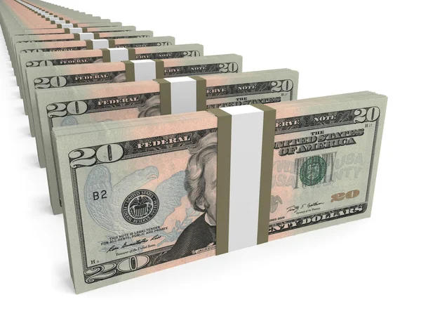 Stacks of money. Twenty dollars. — Stock Photo, Image