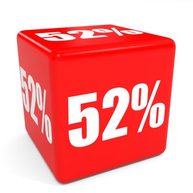 3D kırmızı satış küp. yüzde 52 indirim.