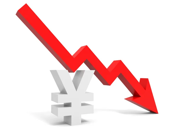 Gráfico abajo flecha signo yena . —  Fotos de Stock