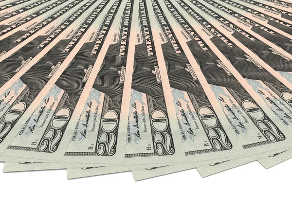 Money fan. Twenty dollars. — Stock Photo, Image