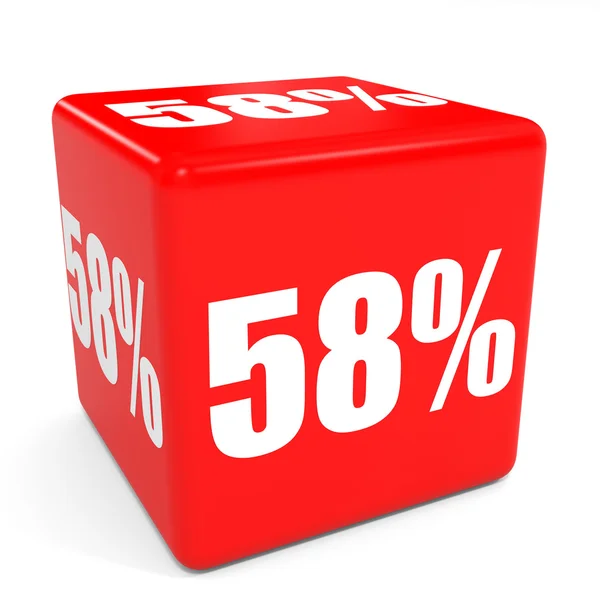 Cubo de venda vermelho 3D. 58 por cento desconto . — Fotografia de Stock