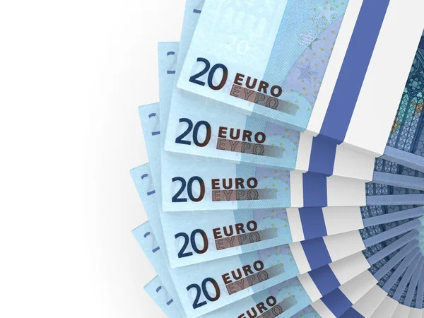 Stapels van geld. Twintig euro. — Stockfoto