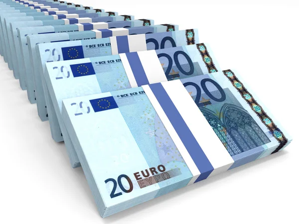 Stapels van geld. Twintig euro. — Stockfoto